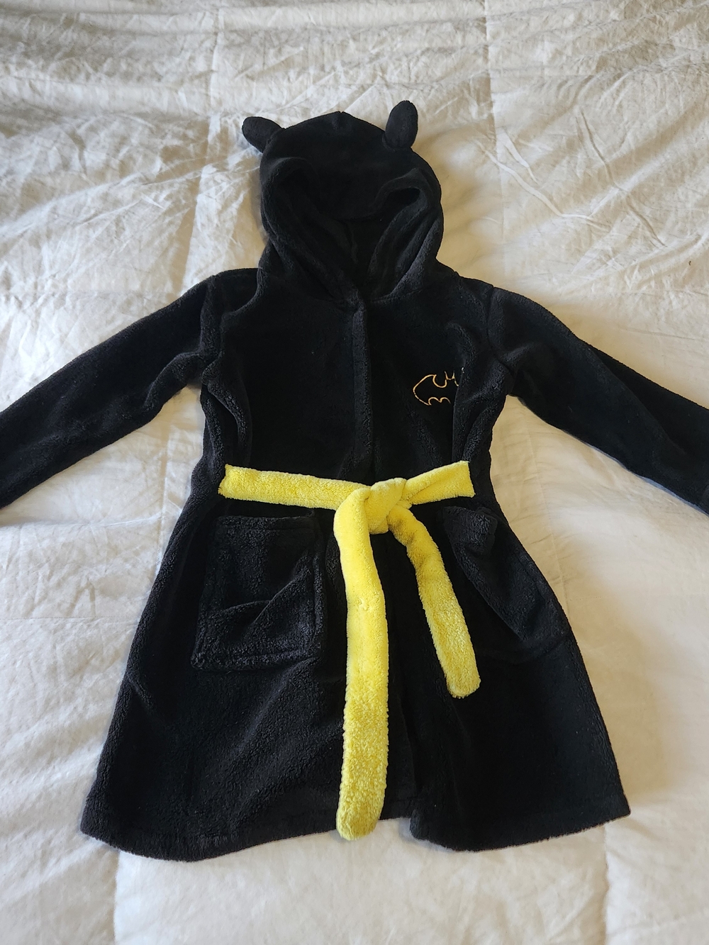 Batman Black Hooded Kids Robe with Yellow Belt